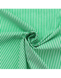 Tissu popeline de coton - Rayures fines - Vert