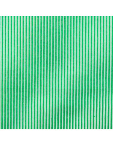 Tissu popeline de coton - Rayures fines - Vert