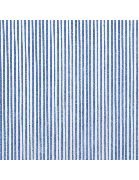 Tissu popeline de coton - Rayures fines - Bleu