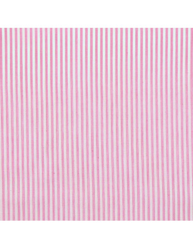 Tissu popeline de coton - Rayures fines - Rose