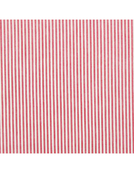Tissu popeline de coton - Rayures fines - Rouge cerise
