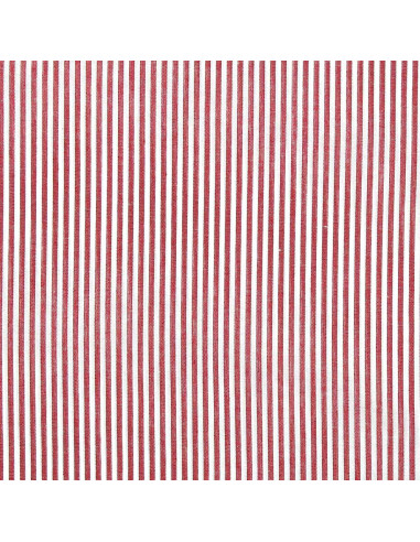 Tissu popeline de coton - Rayures fines - Rouge