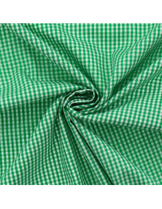 Tissu popeline de coton - Vichy petits carreaux - Vert
