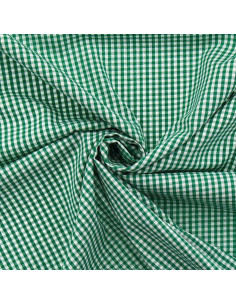 Tissu popeline de coton - Vichy petits carreaux - Vert foncé