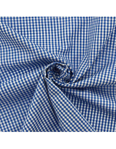 Tissu popeline de coton - Vichy petits carreaux - Bleu