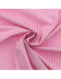 Tissu popeline de coton - Vichy petits carreaux - Rose