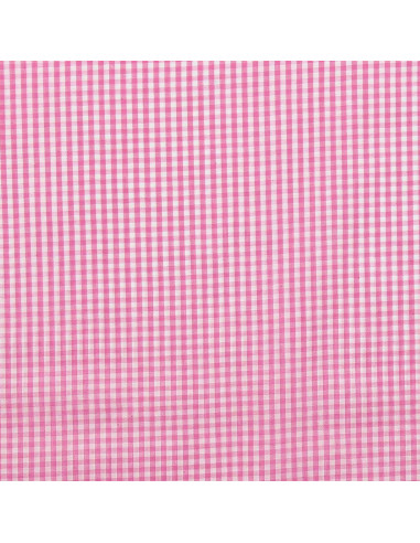 Tissu popeline de coton - Vichy petits carreaux - Rose