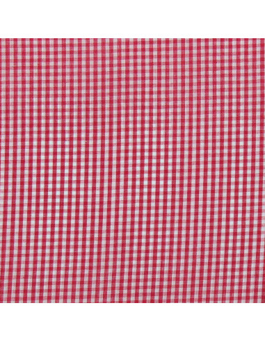 Tissu popeline de coton - Vichy petits carreaux - Framboise