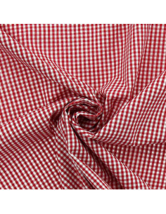 Tissu popeline de coton - Vichy petits carreaux - Rouge
