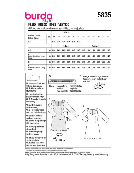 Patron de robe - Burda 5835