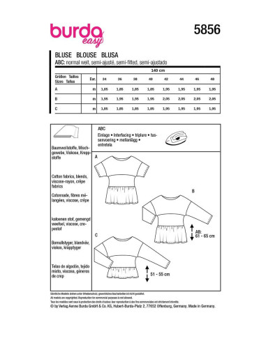 Patron de blouse - Burda 5856