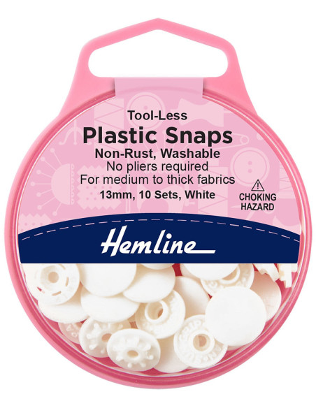 Boutons pression magiques sans pince 13 mm - Blanc