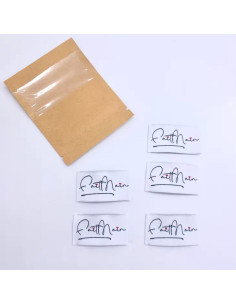 Lot de 5 étiquettes tissées à coudre Fait main - Bleu marine et blanc 2