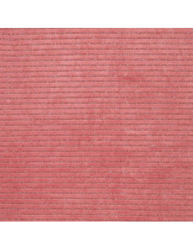 Tissu velours rayé lurex - Vieux rose