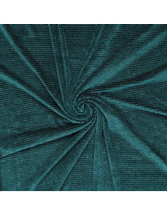 Tissu velours rayé lurex - Bleu pétrole