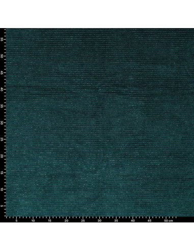 Tissu velours rayé lurex - Bleu pétrole