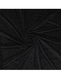 Tissu velours rayé lurex - Noir