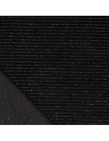 Tissu velours rayé lurex - Noir