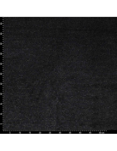 Tissu velours rayé lurex - Noir