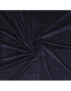 Tissu velours rayé lurex - Bleu marine