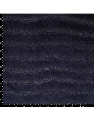 Tissu velours rayé lurex - Bleu marine