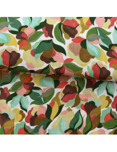 Tissu viscose fantaisie - Abiva pétale et vert