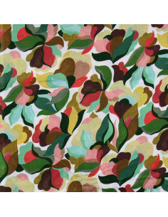 Tissu viscose fantaisie - Abiva pétale et vert 2