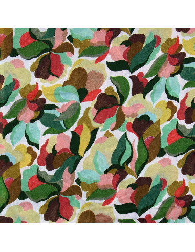 Tissu viscose fantaisie - Abiva pétale et vert