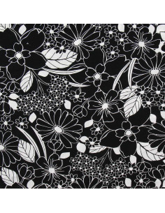 Tissu viscose fantaisie - Joelle noir et blanc 2