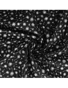 Tissu popeline de coton fantaisie - Ombelle noir