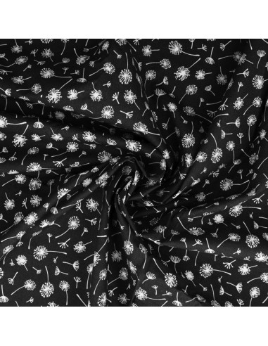 Tissu popeline de coton fantaisie - Ombelle noir