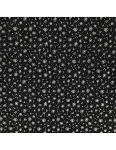 Tissu popeline de coton fantaisie - Ombelle noir 2
