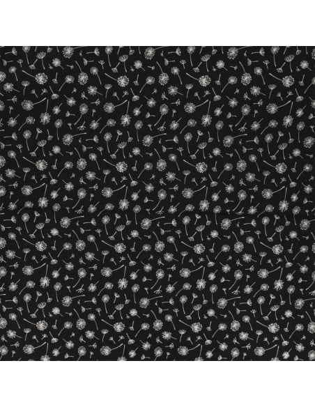 Tissu popeline de coton fantaisie - Ombelle noir