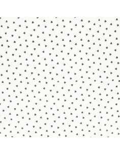 Tissu popeline de coton fantaisie - Coeur kaki 2