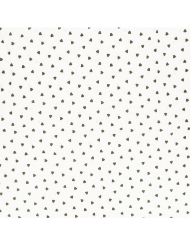 Tissu popeline de coton fantaisie - Coeur kaki