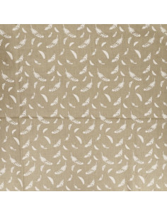 Tissu popeline de coton fantaisie - Plume galet 2