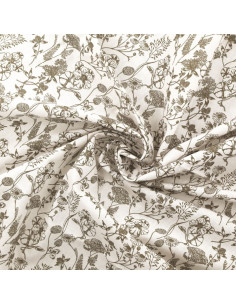 Tissu popeline de coton fantaisie - Nadine taupe