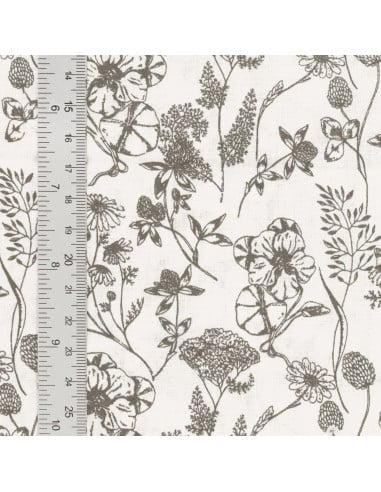 Tissu popeline de coton fantaisie - Nadine taupe