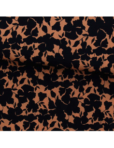 Tissu viscose fantaisie - Oinette beige et noir