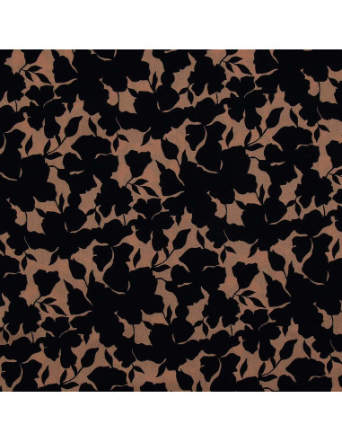 Tissu viscose fantaisie - Oinette beige et noir