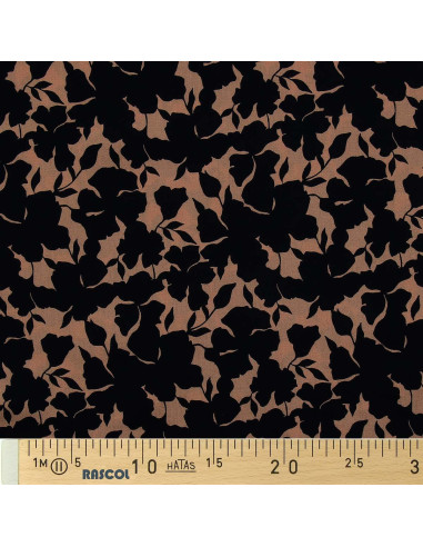 Tissu viscose fantaisie - Oinette beige et noir