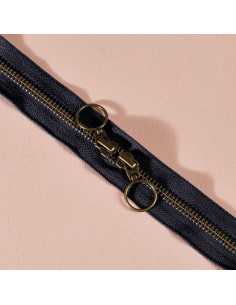 Fermeture double curseur laiton Night 60 cm - Atelier Brunette