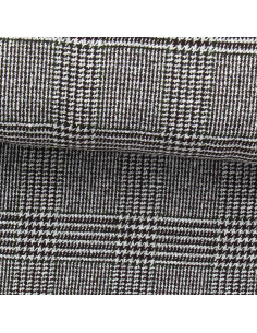 Tissu drap de laine fantaisie pour manteau - Pied de poule marron et kaki