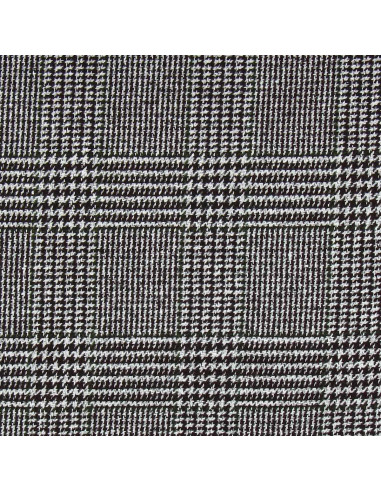 Tissu drap de laine fantaisie pour manteau - Pied de poule marron et kaki