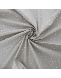 Tissu popeline de coton pois - Gris
