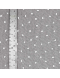 Tissu popeline de coton pois - Gris 2