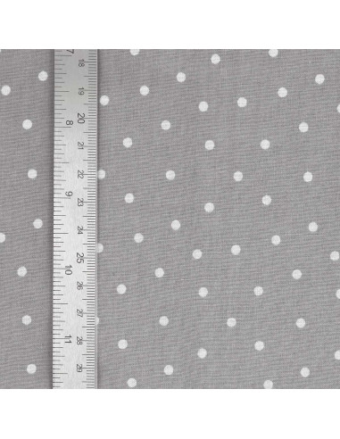 Tissu popeline de coton pois - Gris