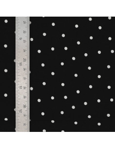 Tissu popeline de coton pois - Noir 2