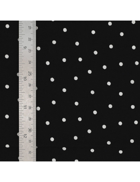 Tissu popeline de coton pois - Noir