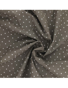 Tissu popeline de coton pois - Taupe